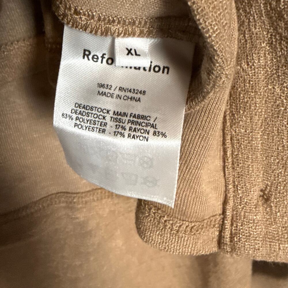 Reformation Janice Buff Beige 3 Piece Cardigan Sweater Midi Skirt Set Size XL - Picture 6 of 14